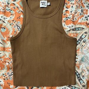 Princess Polly Brown Fitted Crop Tank Top size 4